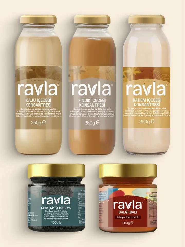 5'li Ürün - Ravla Chia Tohumu 150g / Meşe Balı 250g / Badem, Kaju ve Fındık İçeceği 250g