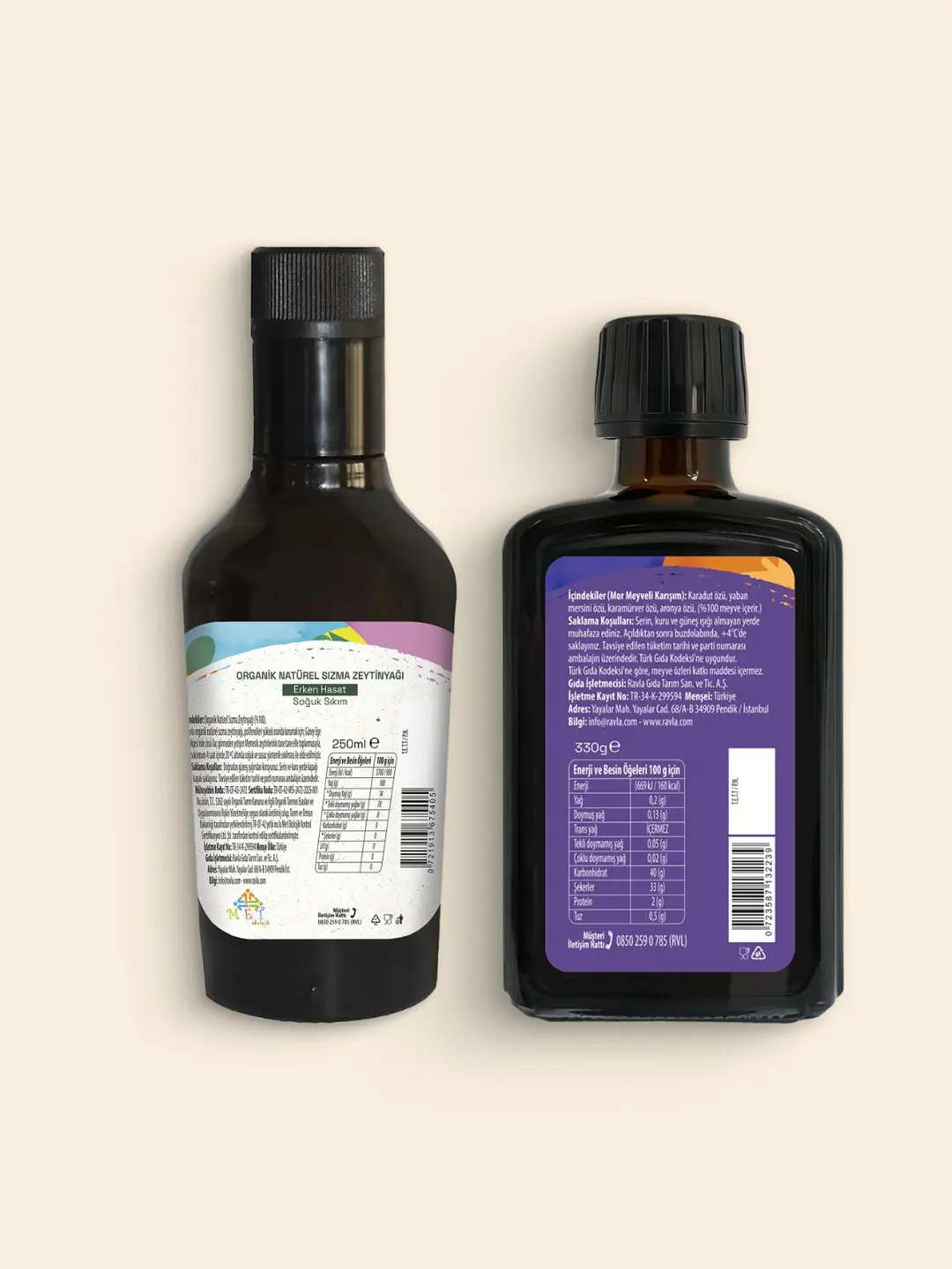 2'li Ürün - Ravla Mor Meyveli Karışım 330g / Ravla Kids Organik Erken Hasat Zeytinyağı – İçimlik 250 ml