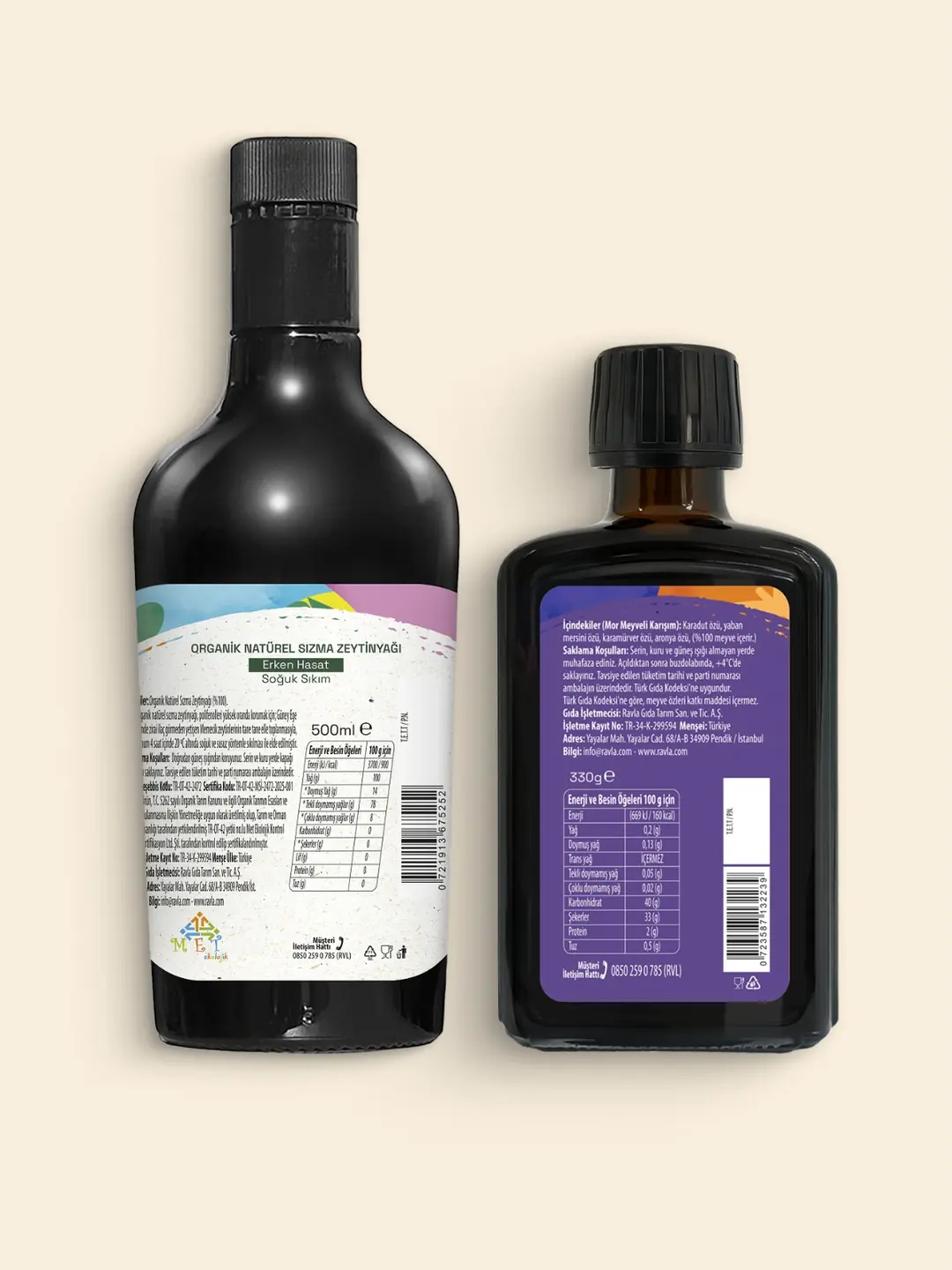 2'li Ürün - Ravla Mor Meyveli Karışım - 330g / Kids Organik Erken Hasat Zeytinyağı – İçimlik 500 ml