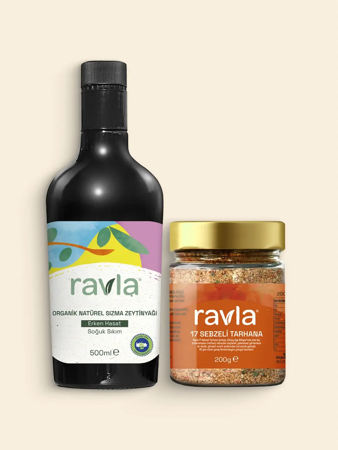 2'li Ürün - Ravla Kids Organik Erken Hasat Zeytinyağı – İçimlik 500 ml / Ravla 17 Sebzeli Tarhana 200g