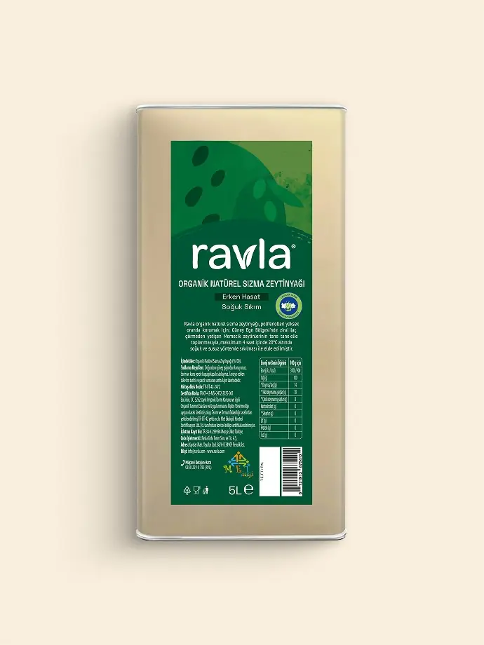Ravla Organik Erken Hasat Naturel Sızma Zeytinyağı - Sofralık 5L